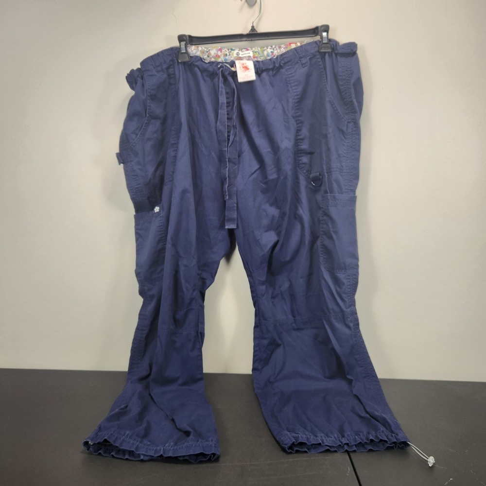 Koi Lindsey 701 Navy Blue Cargo Scrub Pants Womens 5X Regular Drawstring Toggle